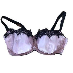 Smart Sexy 40DDD Bra Black Pink Satin Whimsy Underwire Full Coverage